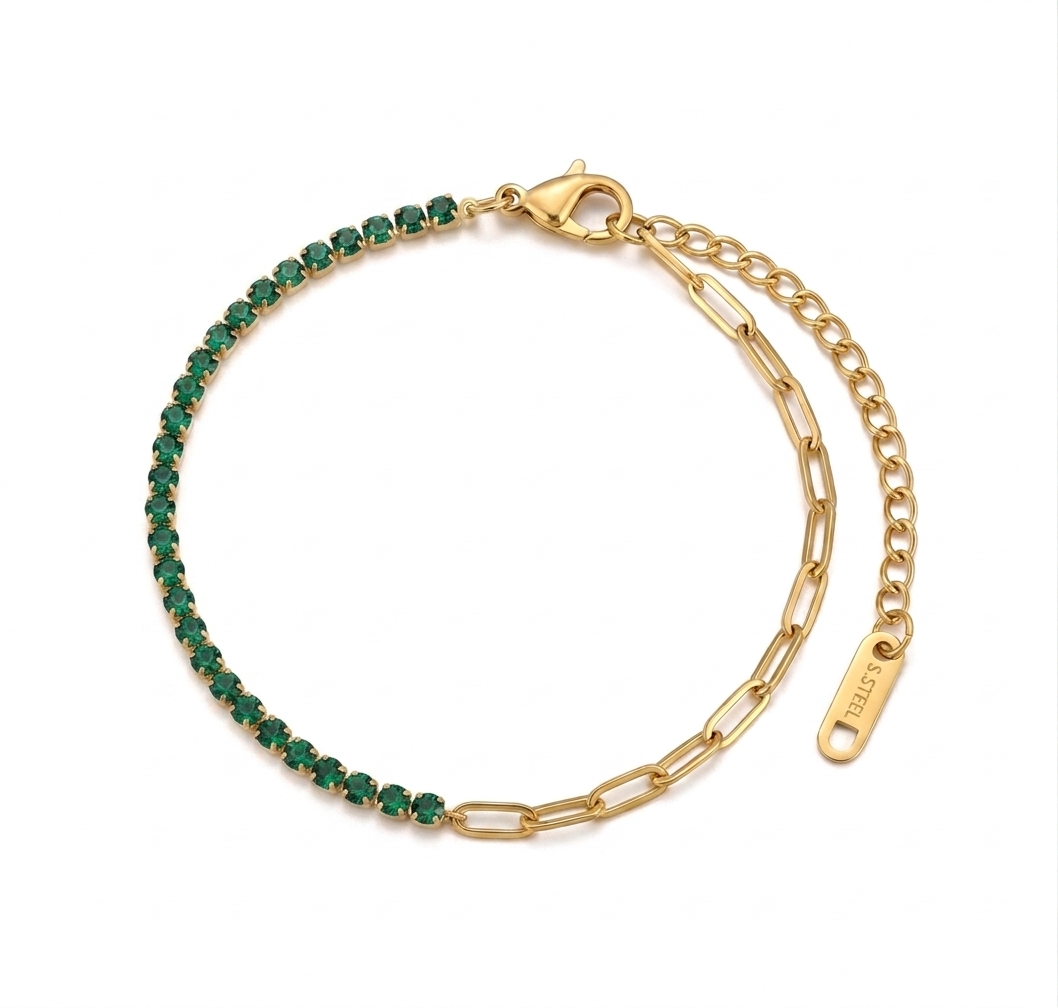 Bracelet tennis cristal rose chaîne dorée femme Elyra France
Bracelet tennis cristal vert émeraude chaîne dorée femme Elyra France
Bracelet tennis cristal blanc chaîne dorée femme Elyra France
Bracelet tennis cristal bleu turquoise chaîne dorée femme Elyra France